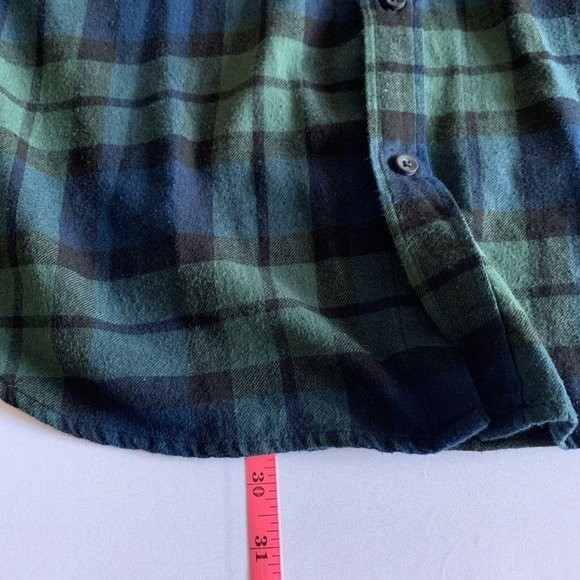 J Crew Mid Weight Cotton Flannel Shirt Blackwatch Plaid Classic Men's Size XL - Picture 5 of 9